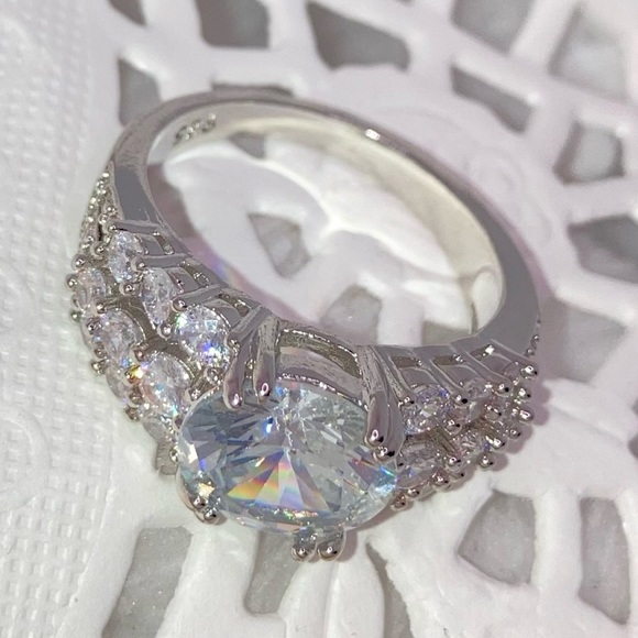 3.87ct White Sapphire Chunky Paved 925 Silver Bling Ring - Picture 6 of 10